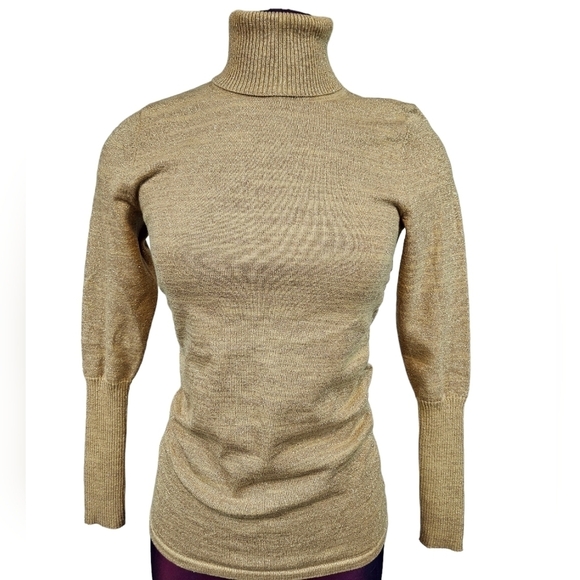 Maggie by Magaschoni Gold Form Fitting Turtleneck Sweater Size XS Women's N27 - Picture 9 of 9